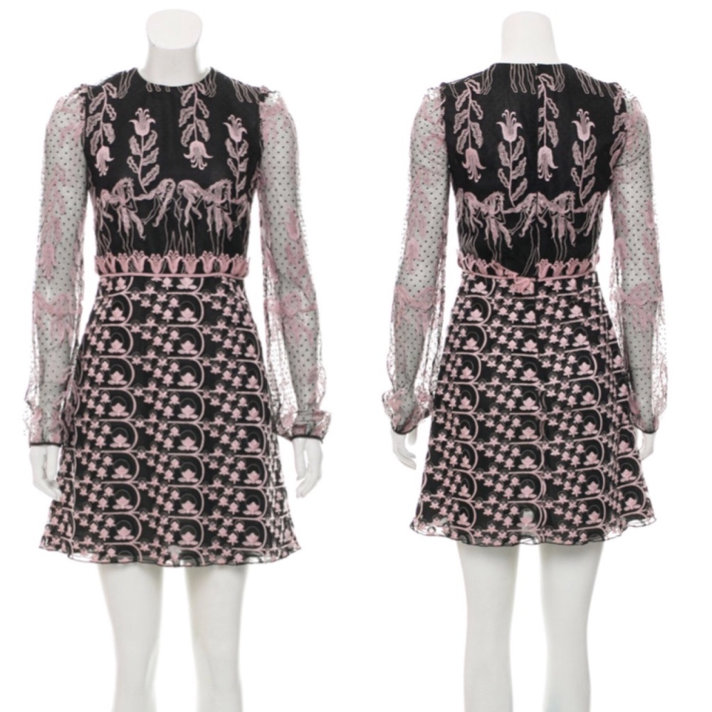 Giamba Embroidered Mesh Lace Long Sleeve Dress - Picture 3 of 8